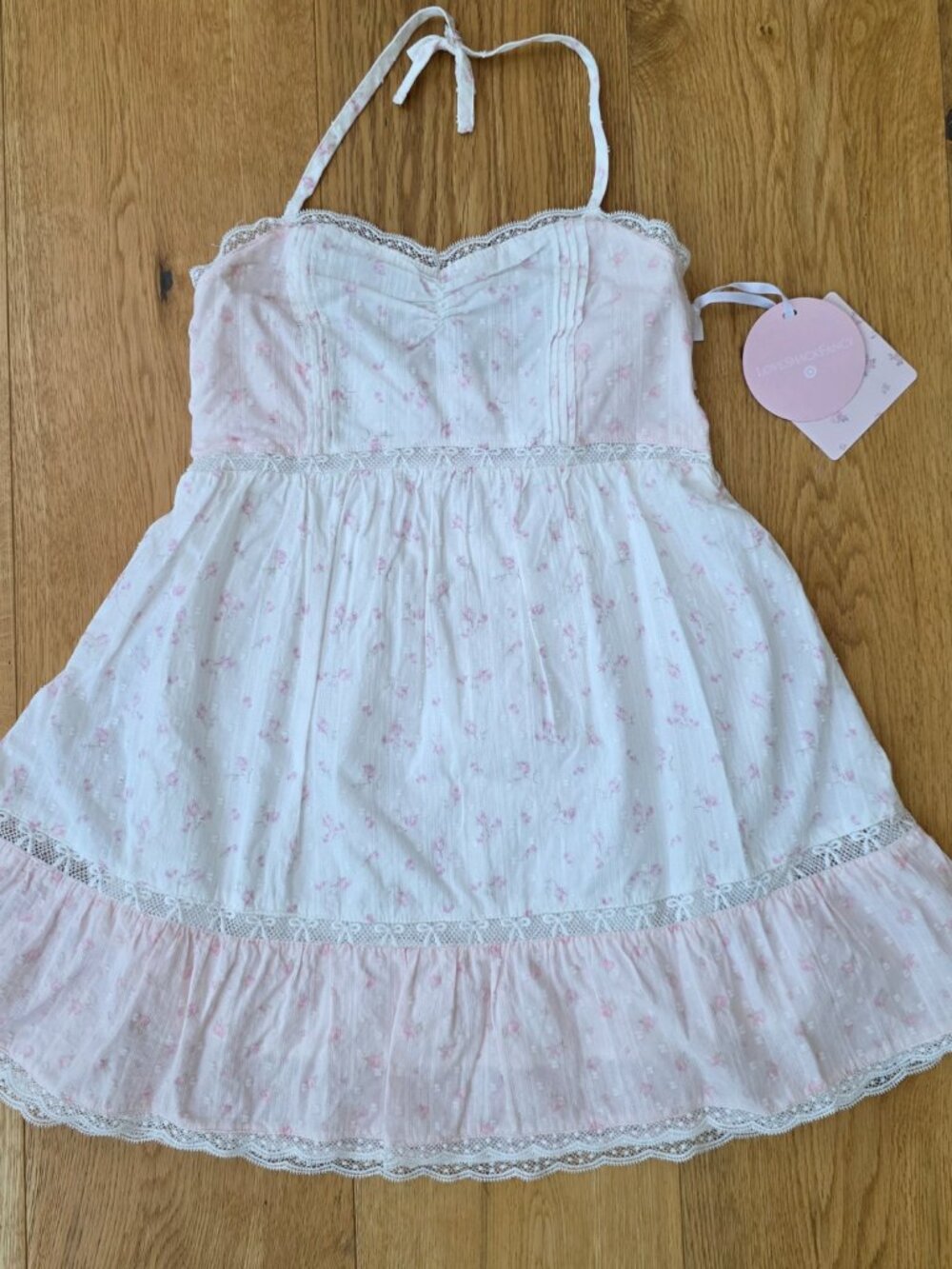 LoveShackFancy Target Girls Annabelle Ditsy Floral Halter Dress Light Pink Sz 12